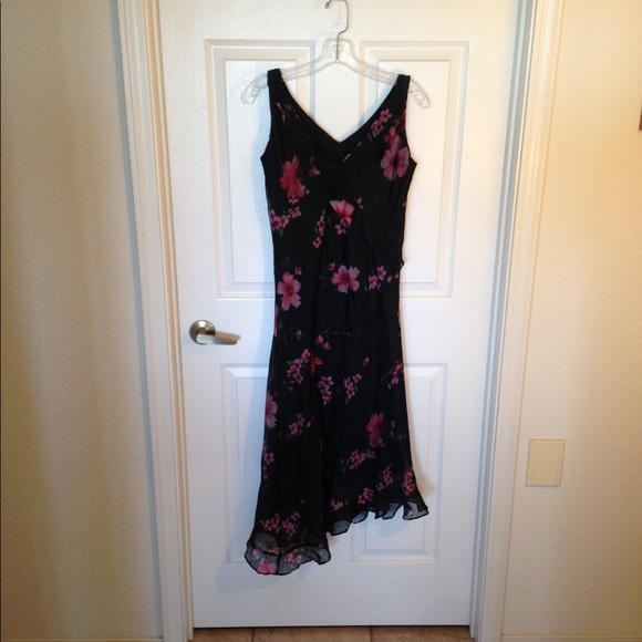 ZOEY BETH V-neck Sleeveless Dress Black Pink Floral Medium - Picture 7 of 10